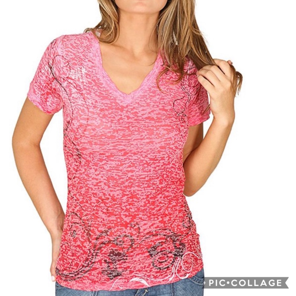 Hot Pink SS Burnout Tee, S